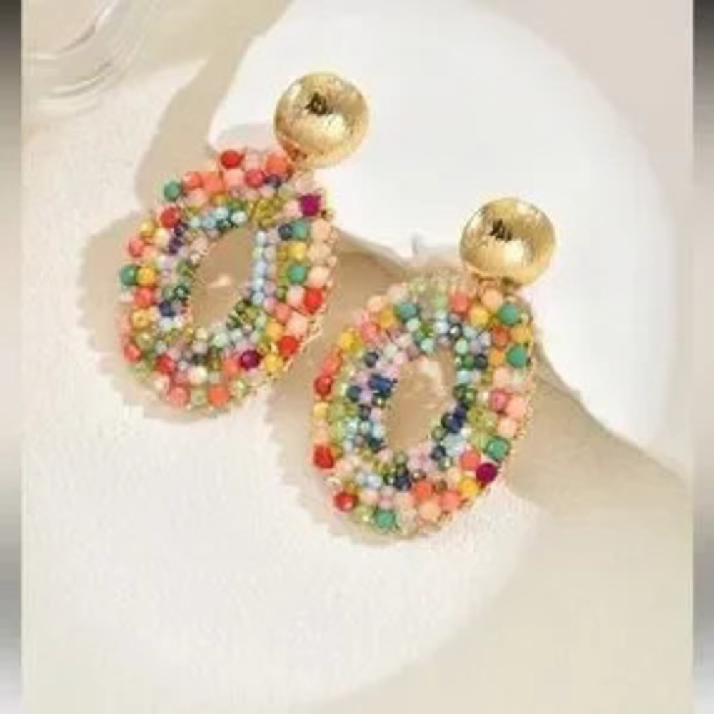 Handmade Colorful Beaded Earrings C Boho Statement